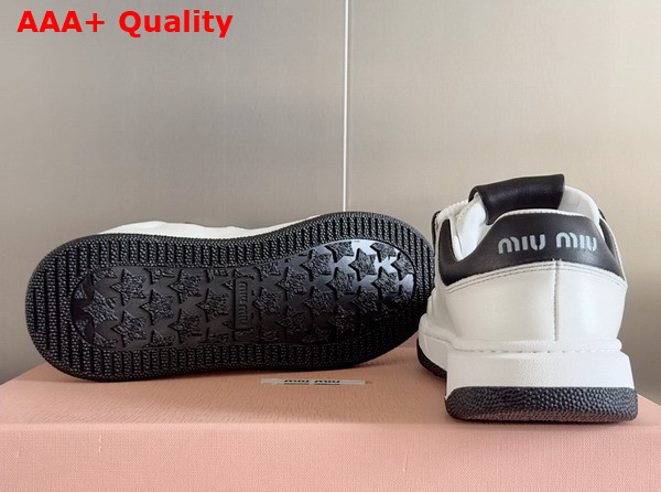 Miu Miu Leather Sneakers in White and Black 5E912D Replica