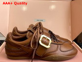 Miu Miu Leather Sneakers with Buckle in Cognac 5E549E Replica