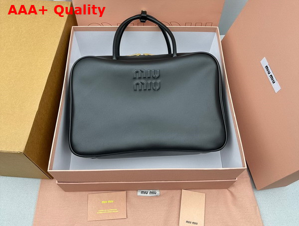 Miu Miu Leather Top Handle Bag in Black 5BB117 Replica