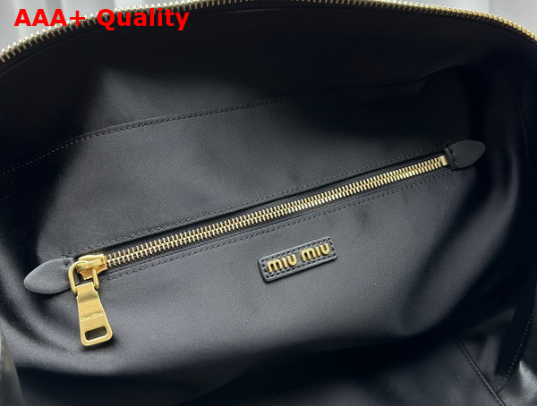 Miu Miu Leather Top Handle Bag in Black 5BB117 Replica