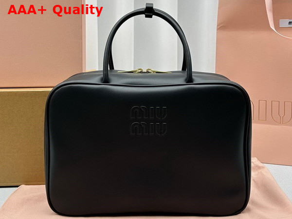 Miu Miu Leather Top Handle Bag in Black 5BB117 Replica