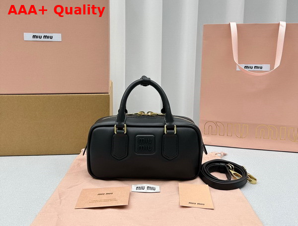 Miu Miu Leather Top Handle Bag in Black 5BB142 Replica