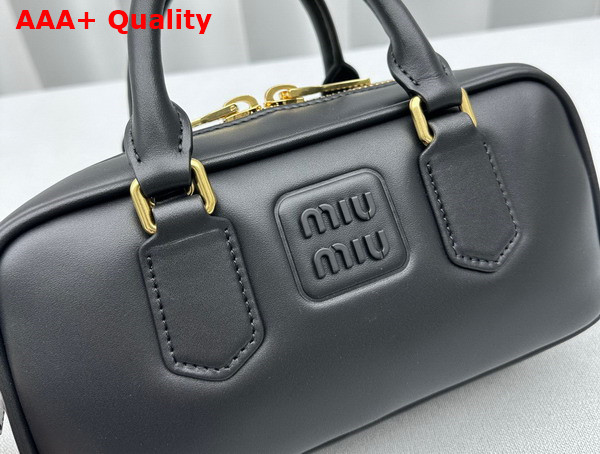 Miu Miu Leather Top Handle Bag in Black 5BB142 Replica