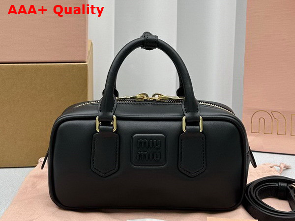 Miu Miu Leather Top Handle Bag in Black 5BB142 Replica