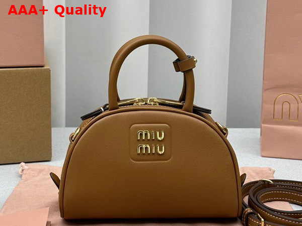 Miu Miu Leather Top Handle Bag in Caramel 5BP085 Replica