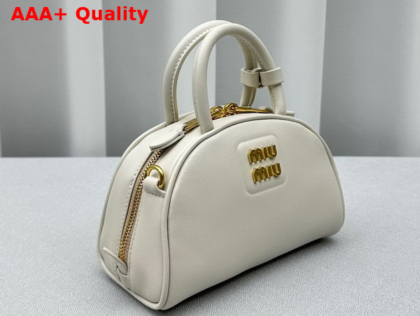 Miu Miu Leather Top Handle Bag in Chalk White 5BP085 Replica