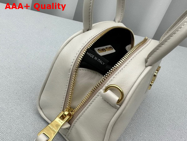 Miu Miu Leather Top Handle Bag in Chalk White 5BP085 Replica