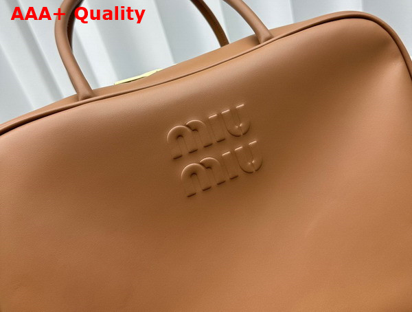 Miu Miu Leather Top Handle Bag in Cognac 5BB117 Replica