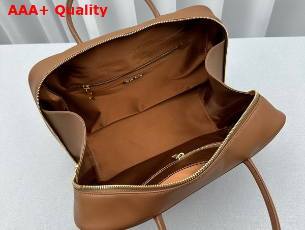 Miu Miu Leather Top Handle Bag in Cognac 5BB117 Replica