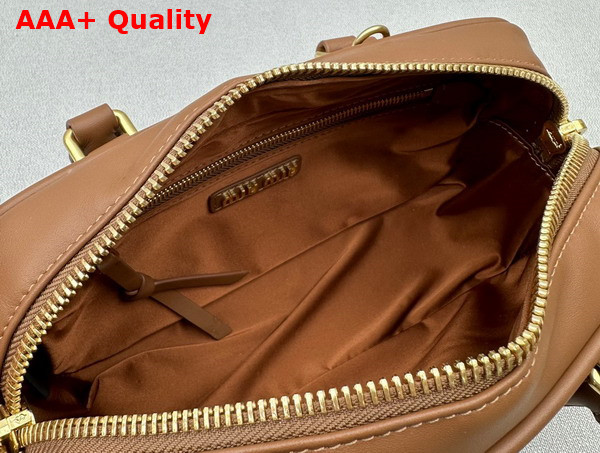 Miu Miu Leather Top Handle Bag in Cognac 5BB142 Replica