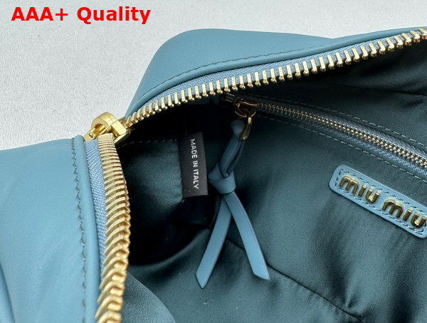 Miu Miu Leather Top Handle Bag in Marina Blue 5BB142 Replica