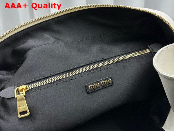 Miu Miu Leather Top Handle Bag in White 5BB117 Replica
