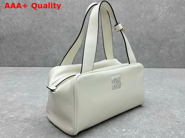 Miu Miu Leather Top Handle Bag in White 5BB182 Replica