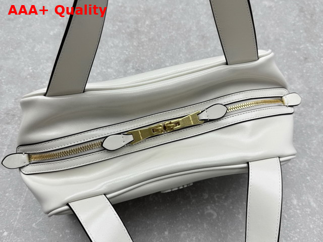 Miu Miu Leather Top Handle Bag in White 5BB182 Replica