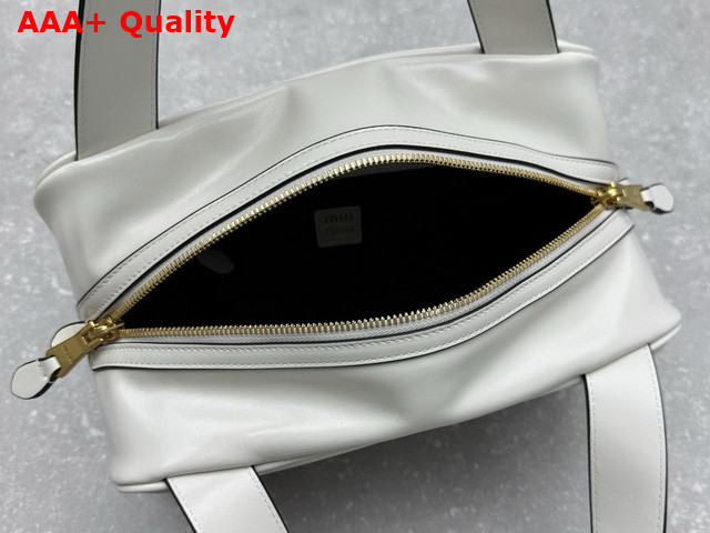 Miu Miu Leather Top Handle Bag in White 5BB182 Replica