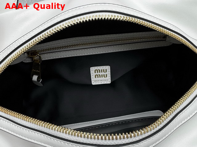 Miu Miu Leather Top Handle Bag in White 5BB182 Replica