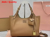 Miu Miu Leather Tote Bag in Caramel Grained Leather Replica