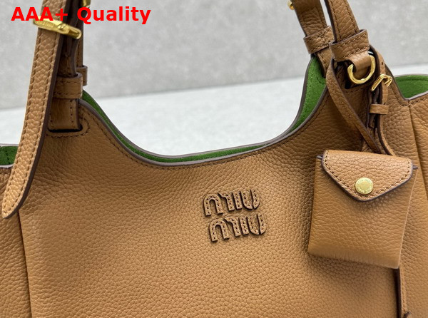 Miu Miu Leather Tote Bag in Caramel Grained Leather Replica