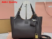 Miu Miu Leather Tote Bag in Dark Brown Grained Leather Replica