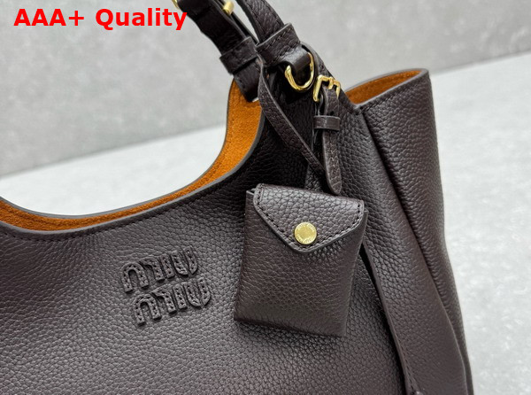 Miu Miu Leather Tote Bag in Dark Brown Grained Leather Replica