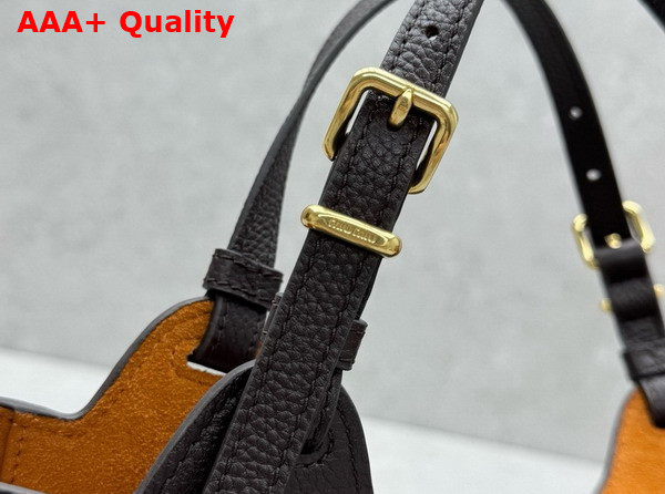 Miu Miu Leather Tote Bag in Dark Brown Grained Leather Replica