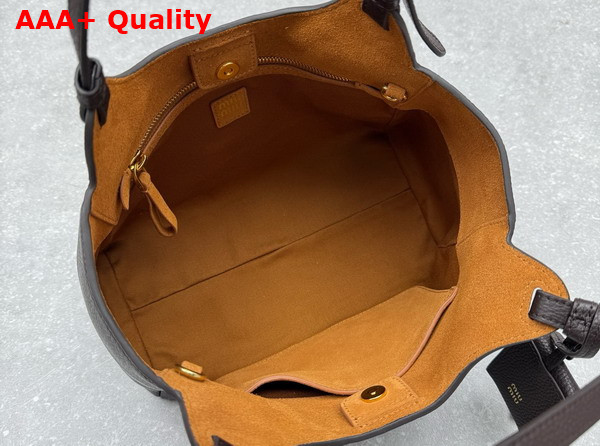 Miu Miu Leather Tote Bag in Dark Brown Grained Leather Replica