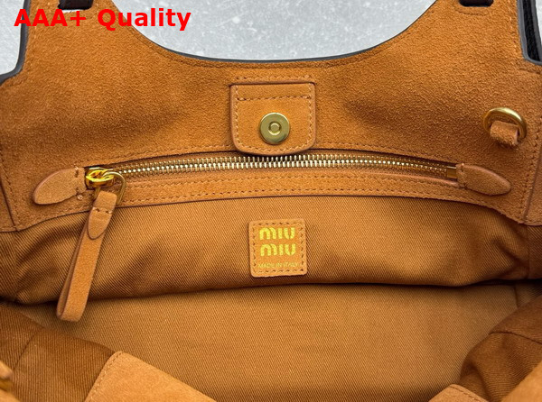Miu Miu Leather Tote Bag in Dark Brown Grained Leather Replica
