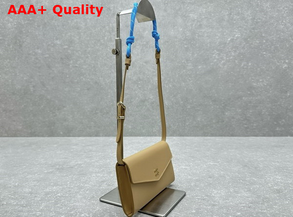 Miu Miu Leather Wallet with Leather and Cord Shoulder Strap Beige Light Blue 5MT025 Replica