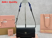 Miu Miu Leather Wallet with Leather and Cord Shoulder Strap Black Baltic Blue 5MT025 Replica