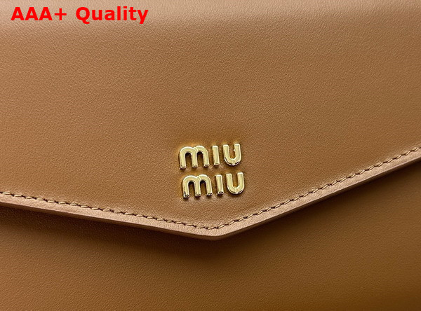 Miu Miu Leather Wallet with Leather and Cord Shoulder Strap Cognac Orange 5MT025 Replica
