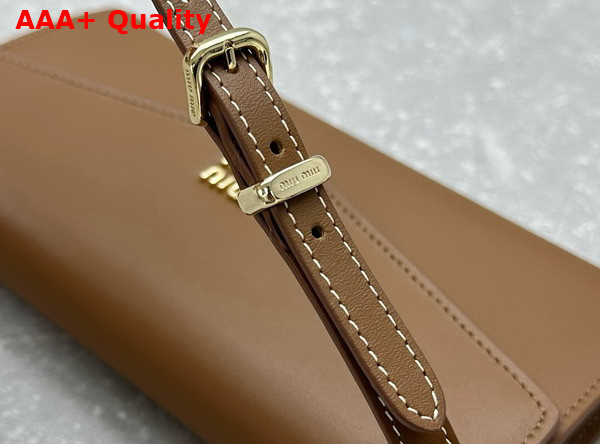 Miu Miu Leather Wallet with Leather and Cord Shoulder Strap Cognac Orange 5MT025 Replica