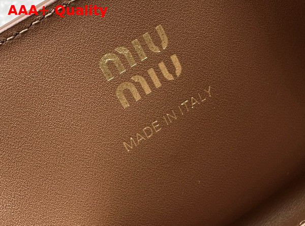 Miu Miu Leather Wallet with Leather and Cord Shoulder Strap Cognac Orange 5MT025 Replica