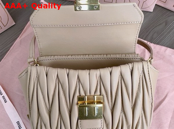 Miu Miu Matelasse Nappa Leather Mini Bag in Dark Beige 5BP083 Replica