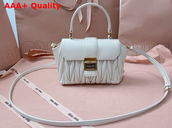 Miu Miu Matelasse Nappa Leather Mini Bag in White 5BP083 Replica