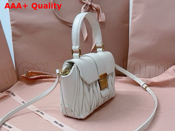 Miu Miu Matelasse Nappa Leather Mini Bag in White 5BP083 Replica