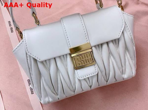 Miu Miu Matelasse Nappa Leather Mini Bag in White 5BP083 Replica