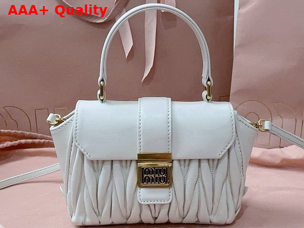 Miu Miu Matelasse Nappa Leather Mini Bag in White 5BP083 Replica