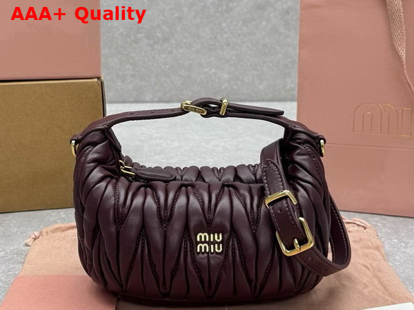 Miu Miu Matelasse Nappa Leather Pouch in Burgundy 5NE026 Replica
