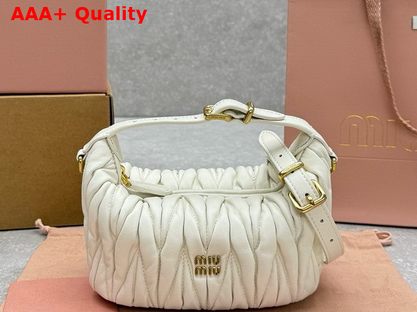 Miu Miu Matelasse Nappa Leather Pouch in White 5NE026 Replica
