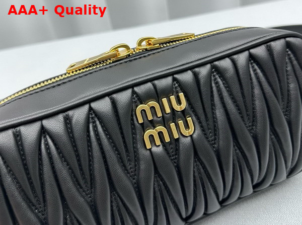 Miu Miu Matelasse Nappa Leather Shoulder Bag in Black 5BC158 Replica