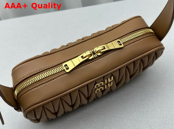 Miu Miu Matelasse Nappa Leather Shoulder Bag in Caramel 5BC158 Replica