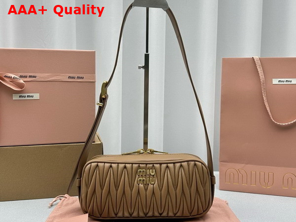 Miu Miu Matelasse Nappa Leather Shoulder Bag in Caramel 5BC158 Replica