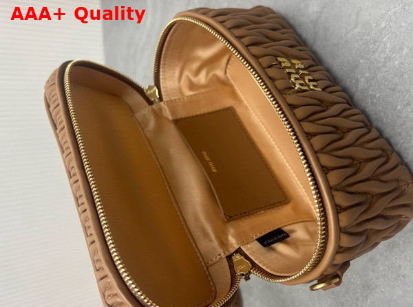 Miu Miu Matelasse Nappa Leather Shoulder Bag in Caramel 5BH226 Replica