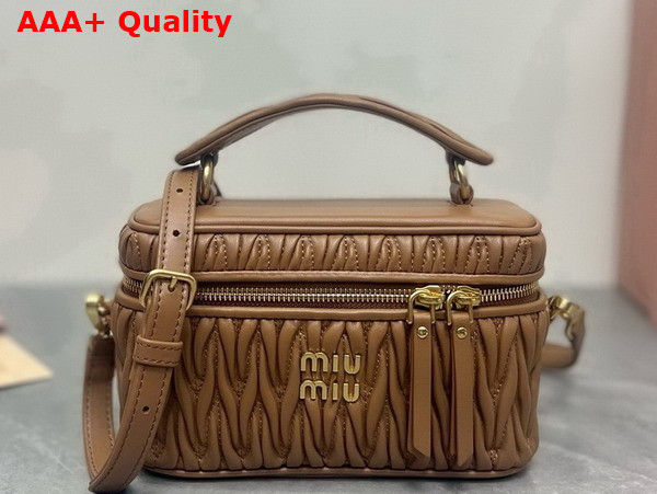 Miu Miu Matelasse Nappa Leather Shoulder Bag in Caramel 5BH226 Replica