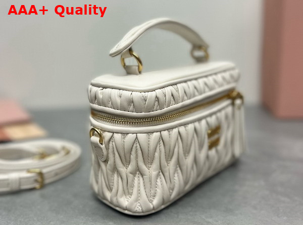 Miu Miu Matelasse Nappa Leather Shoulder Bag in White 5BH226 Replica