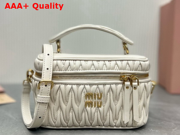 Miu Miu Matelasse Nappa Leather Shoulder Bag in White 5BH226 Replica