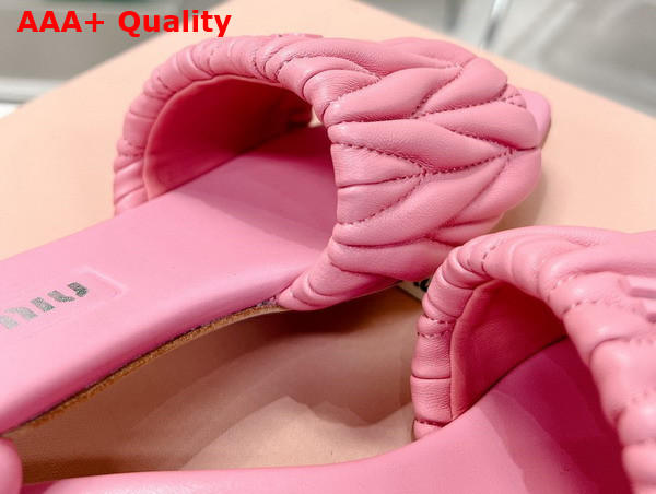 Miu Miu Matelasse Nappa Leather Slides in Begonia Pink 5XX605 Replica