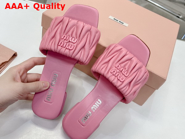 Miu Miu Matelasse Nappa Leather Slides in Begonia Pink 5XX605 Replica