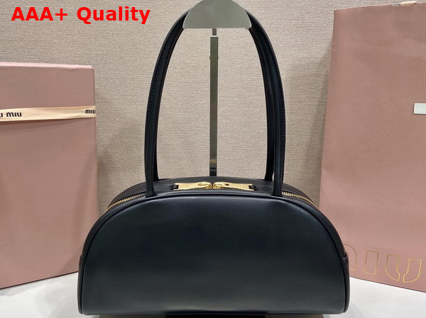 Miu Miu Medium Beau Leather Bag in Black 5BB193 Replica