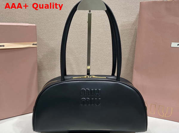 Miu Miu Medium Beau Leather Bag in Black 5BB193 Replica